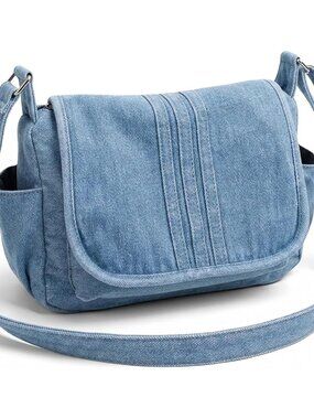 Denim Crossbody Bag for Women Blue Jean Purse Shoulder Handbag